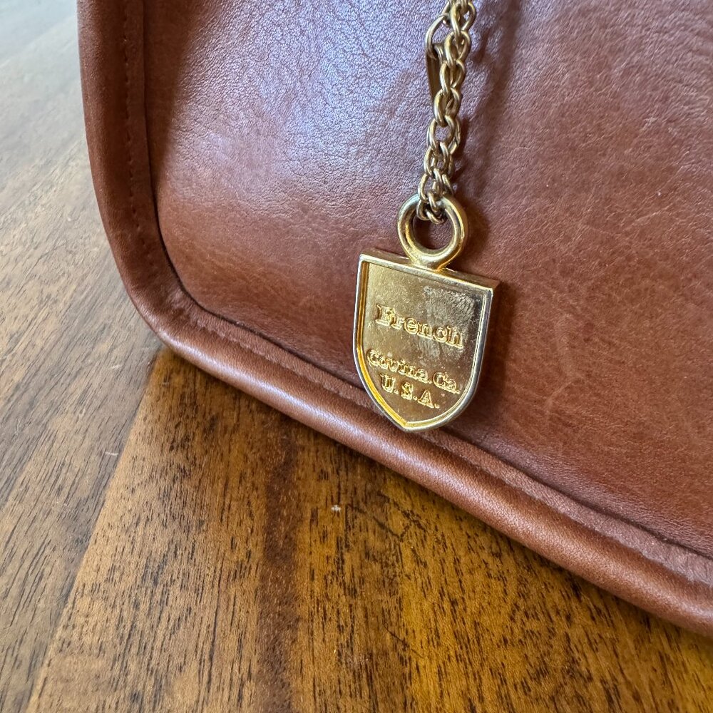 French Company Vintage Brown Leather Bag No Shoulder Strap - Picture 3 of 15